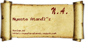 Nyeste Atanáz névjegykártya